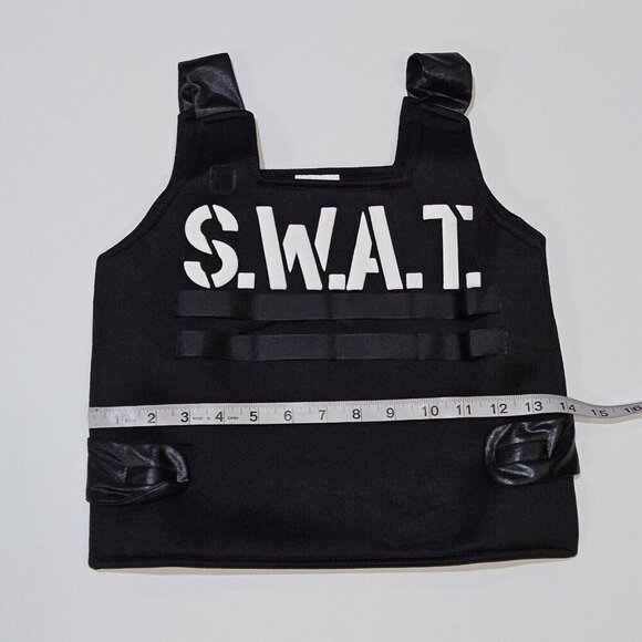 NEW SWAT Officer Halloween Costume Child Boys OSFM (Approx Small/Med) Vest Hat - Picture 5 of 7